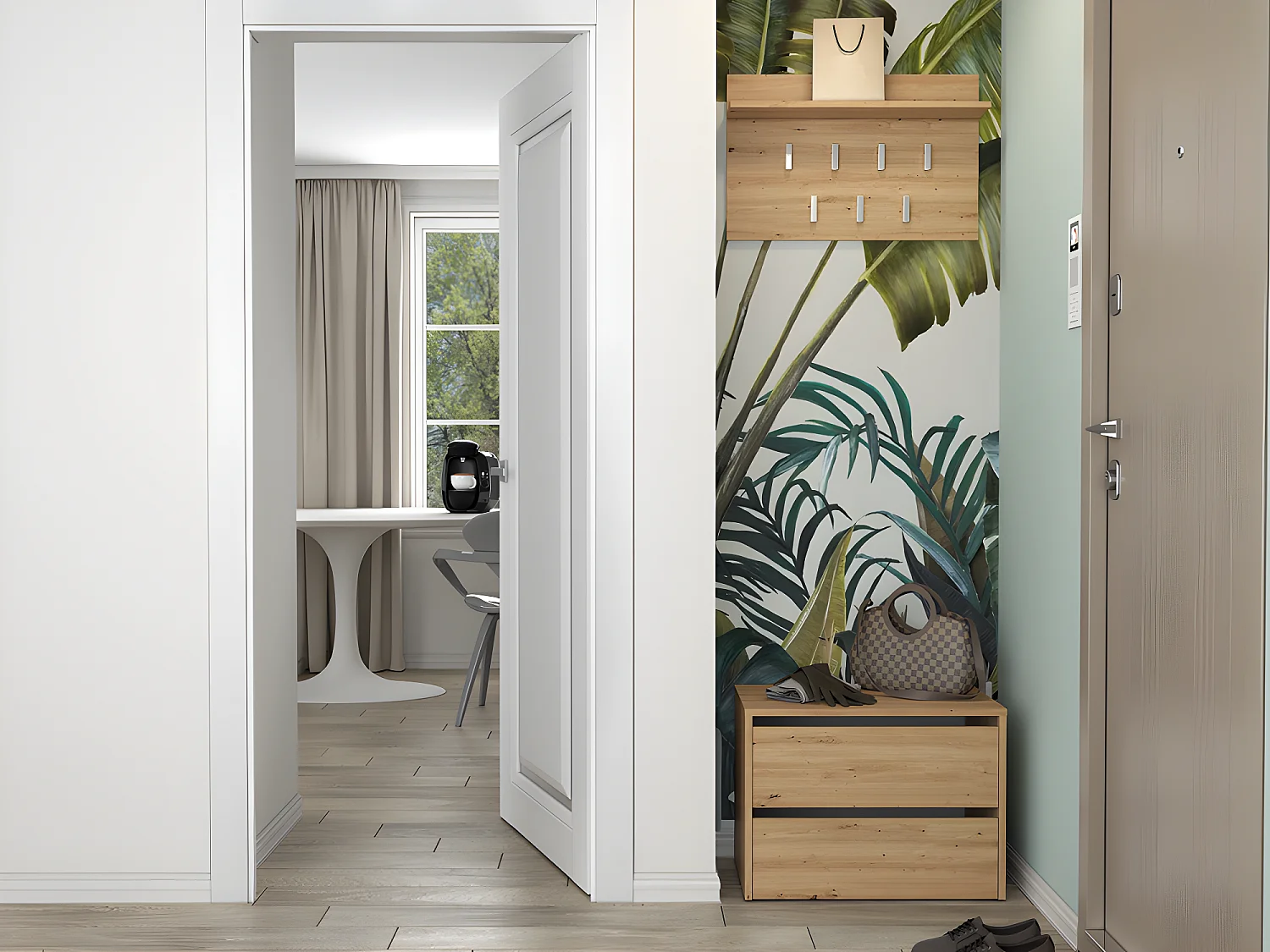 CDF Schuhschrank Modo | Farbe: Eiche Artisan | Ideal für Vorzimmer, Flur, Büro | Schuhaufbewahrung | bequemer Sitz | Schuhregale | modern | offene Einlegenböden