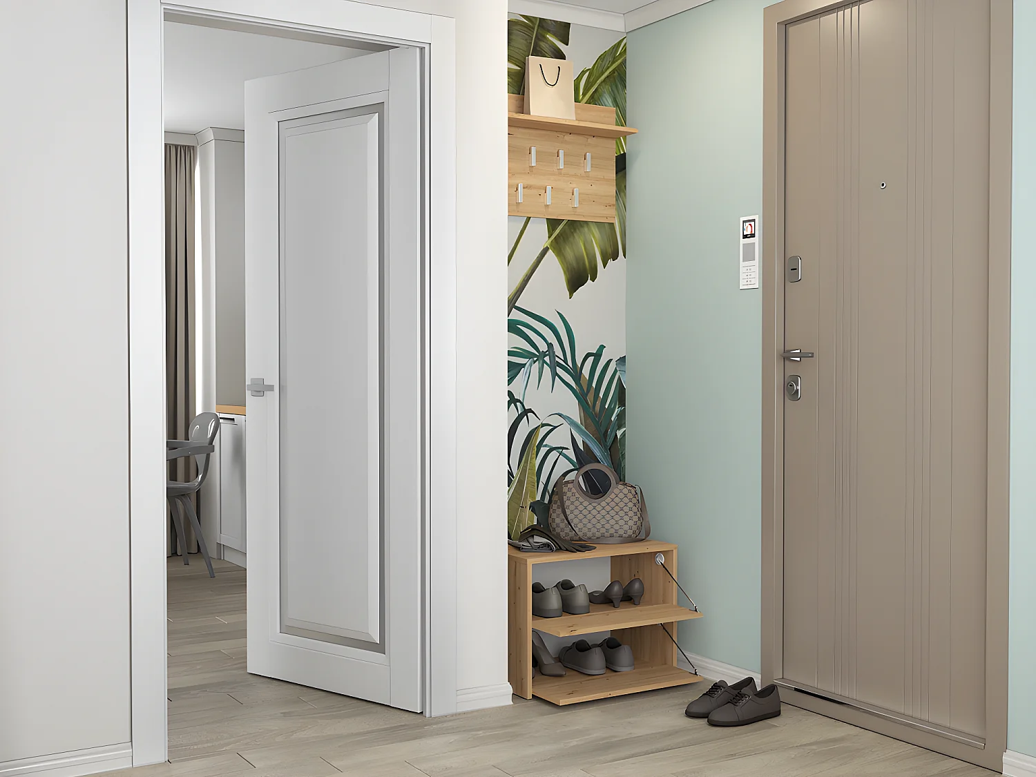 CDF Schuhschrank Modo | Farbe: Eiche Artisan | Ideal für Vorzimmer, Flur, Büro | Schuhaufbewahrung | bequemer Sitz | Schuhregale | modern | offene Einlegenböden