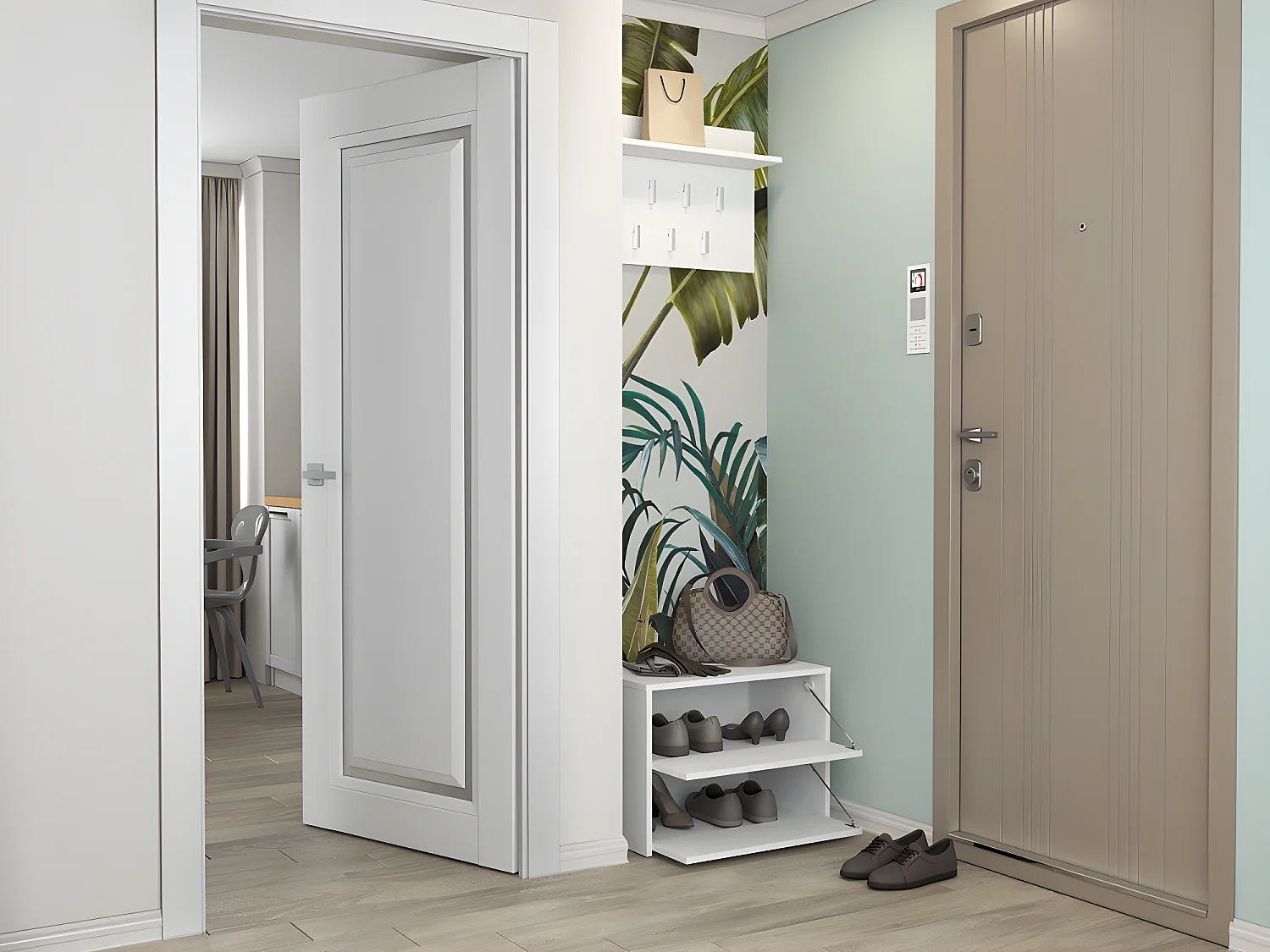 CDF Schuhschrank Modo | Farbe: Weiß | Ideal für Vorzimmer, Flur, Büro | Schuhaufbewahrung | bequemer Sitz | Schuhregale | modern | offene Einlegenböden