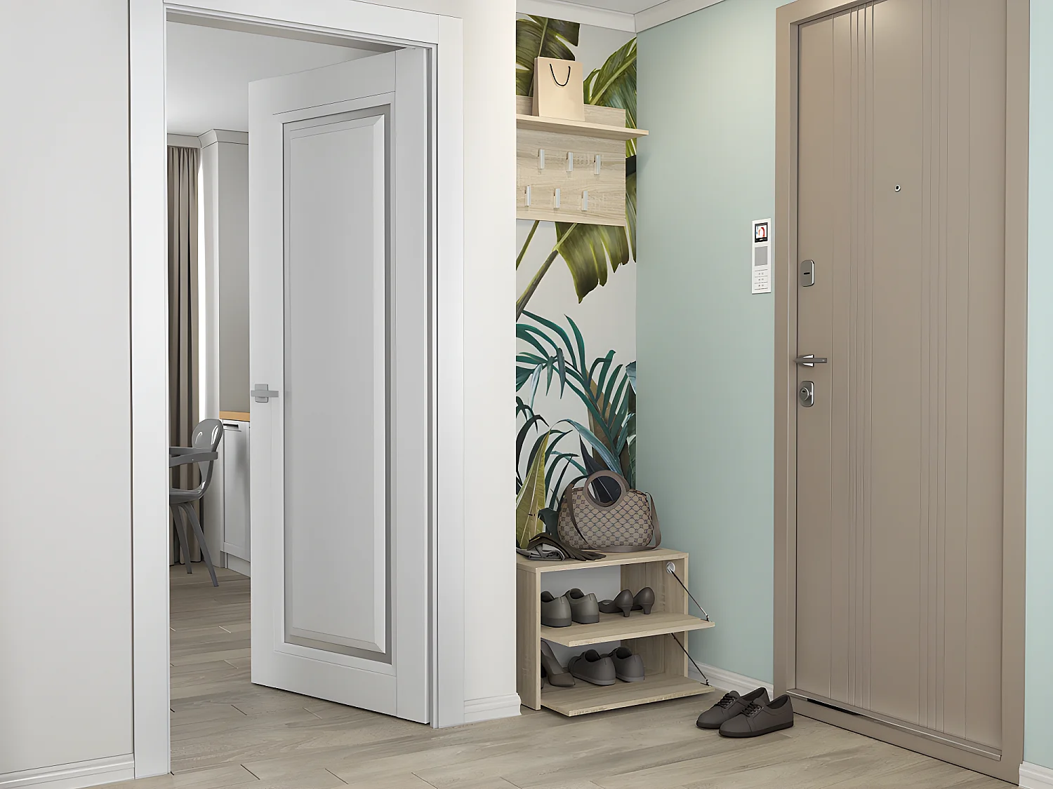 CDF Schuhschrank Modo | Farbe: Eiche Sonoma | Ideal für Vorzimmer, Flur, Büro | Schuhaufbewahrung | bequemer Sitz | Schuhregale | modern | offene Einlegenböden