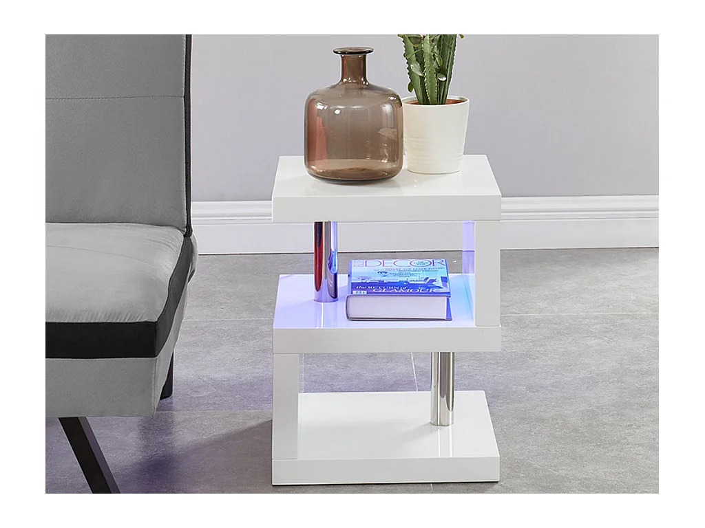 Beistelltisch mit LED-Beleuchtung - MDF - Weiß lackiert - LYLIA II