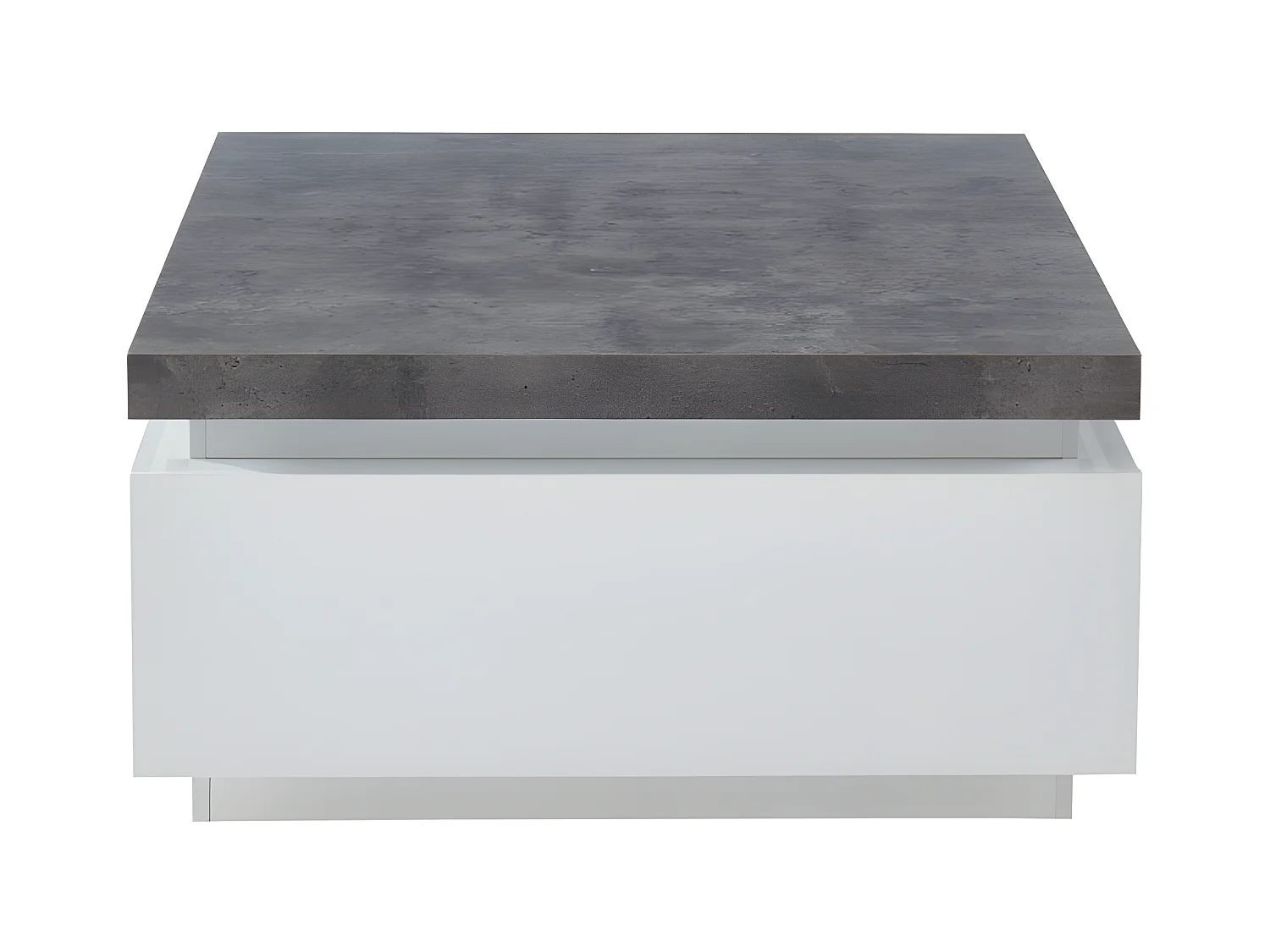 Couchtisch mit 2 Schubladen & LEDs - MDF lackiert - Weiß & Beton-Optik- HALO II