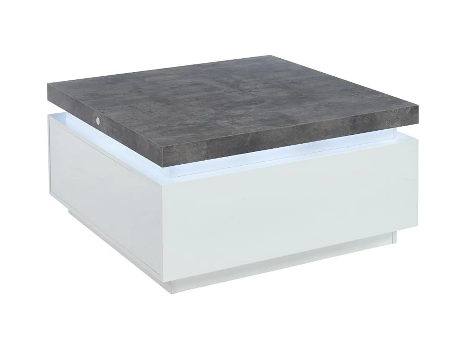 Couchtisch mit 2 Schubladen & LEDs - MDF lackiert - Weiß & Beton-Optik- HALO II