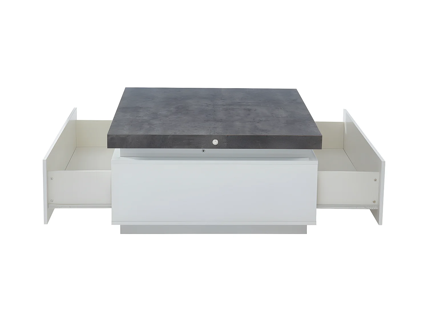Couchtisch mit 2 Schubladen & LEDs - MDF lackiert - Weiß & Beton-Optik- HALO II