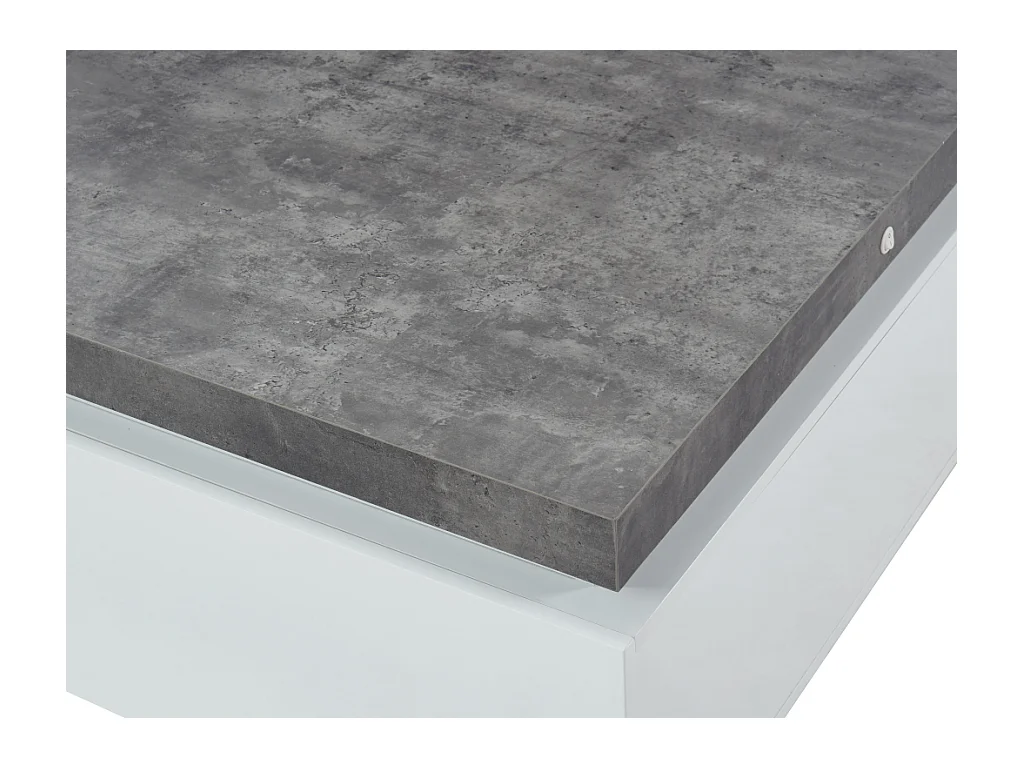 Couchtisch mit 2 Schubladen & LEDs - MDF lackiert - Weiß & Beton-Optik- HALO II