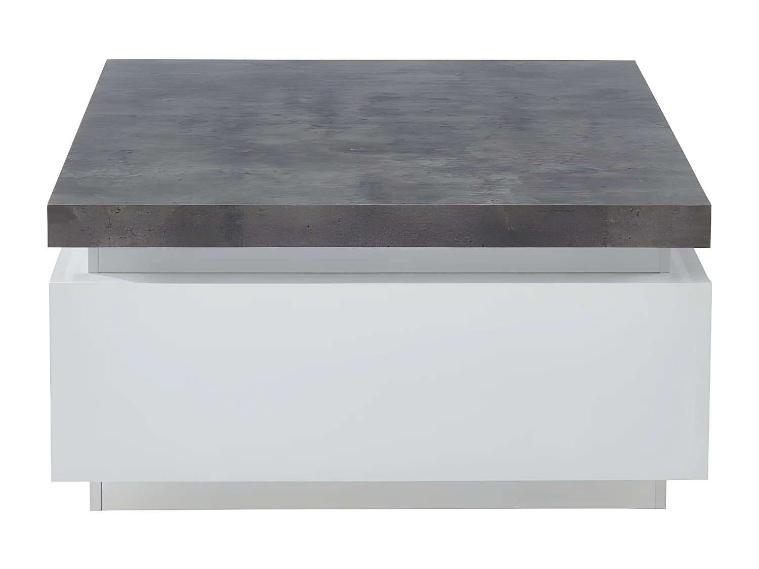 Couchtisch mit 2 Schubladen & LEDs - MDF lackiert - Weiß & Beton-Optik- HALO II