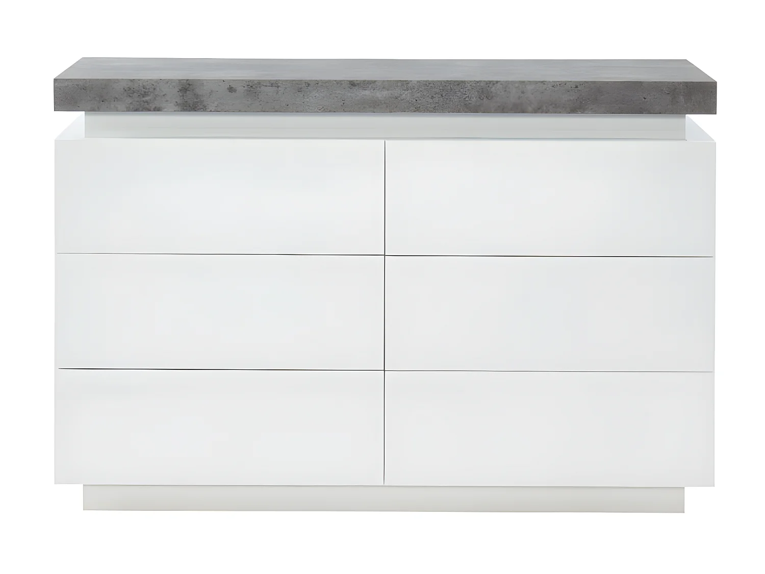 Ladekast HALO II - 6 lades - Gelakt mdf - Met ledverlichting - Kleur: wit en beton