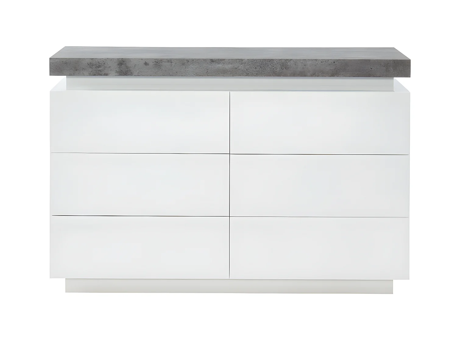 Cómoda HALO II - 6 cajones - MDF lacado - Con LEDs - Color: blanco y cemento