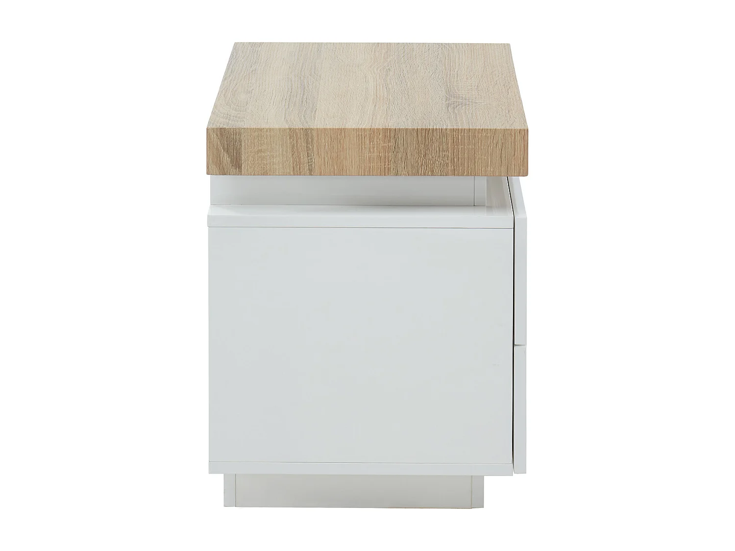 Stolik nocny - 2 szuflady - lakierowane MDF - diody LED - Kolor: biały i dębowy - HALO II