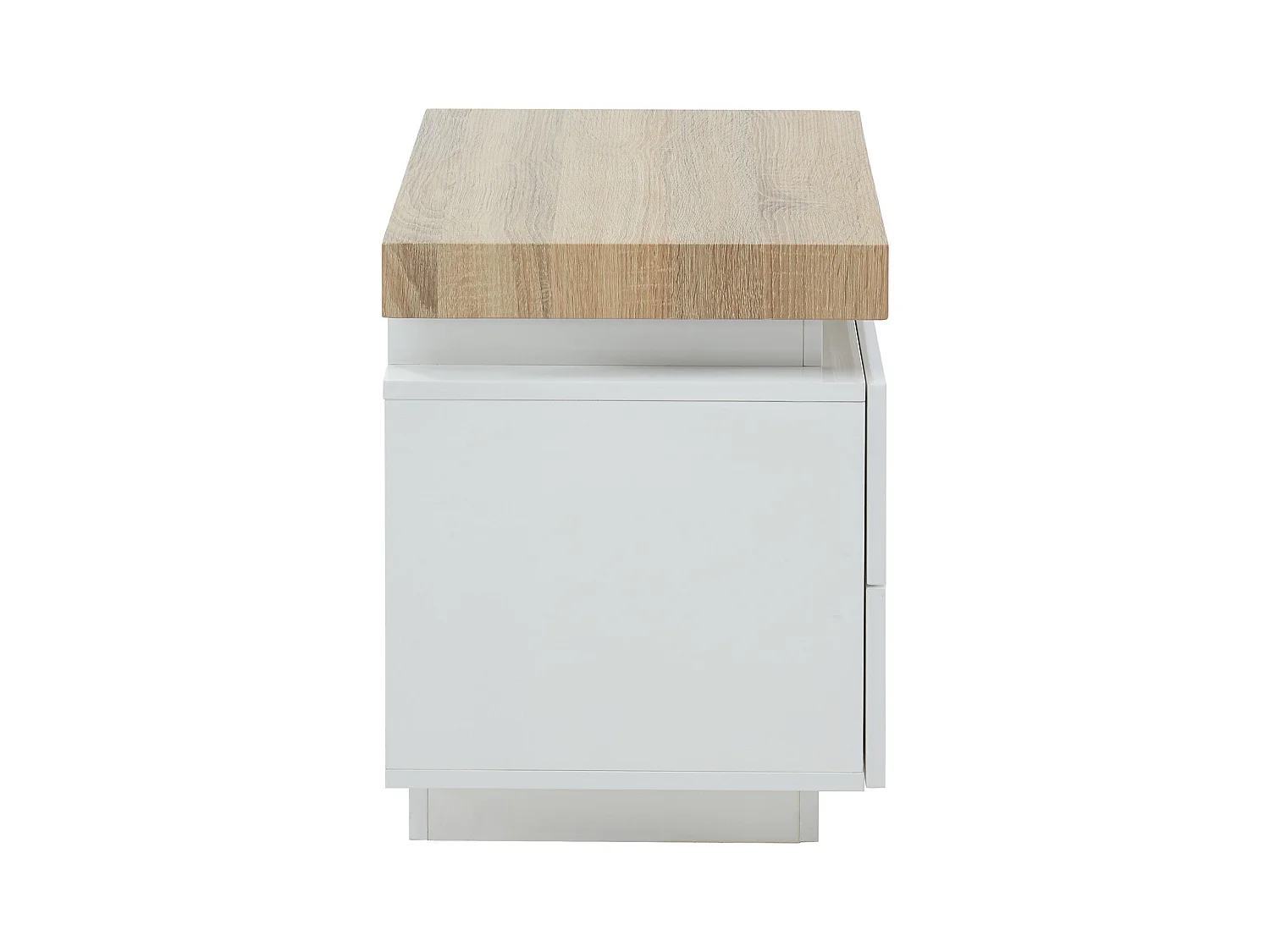 Mesa de noche - 2 cajones - MDF lacado - Con LEDs - Color: blanco y roble - HALO II