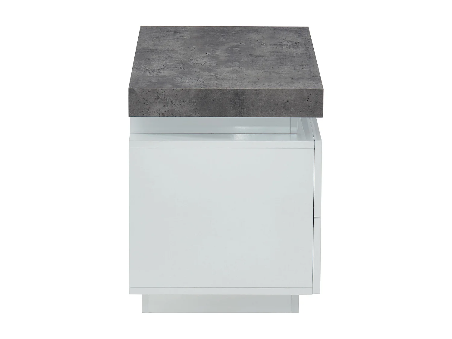 Mesa de noche 2 cajones - MDF lacado - Con LEDs - Color: blanco y cemento - HALO II