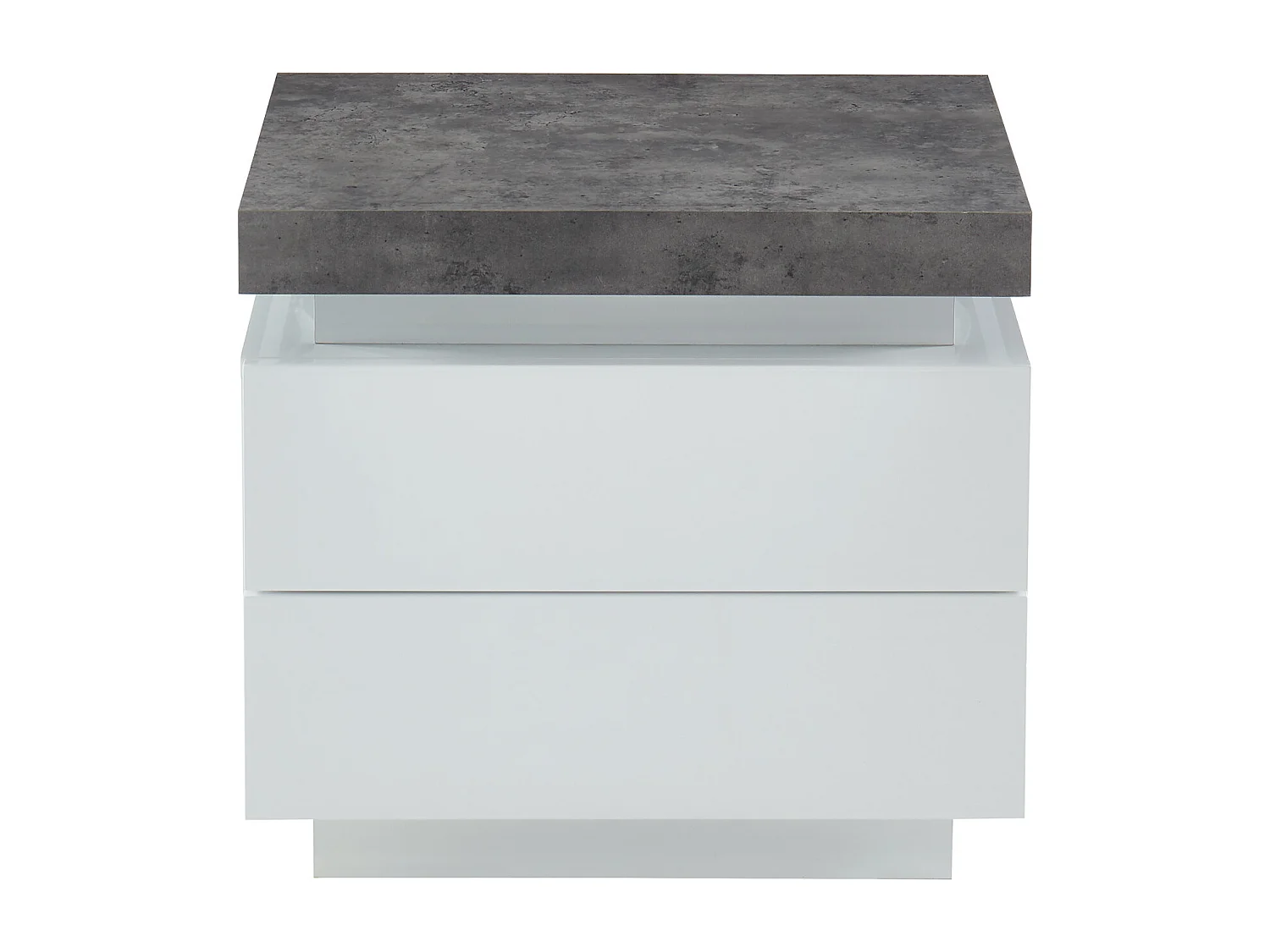 Mesa de noche 2 cajones - MDF lacado - Con LEDs - Color: blanco y cemento - HALO II