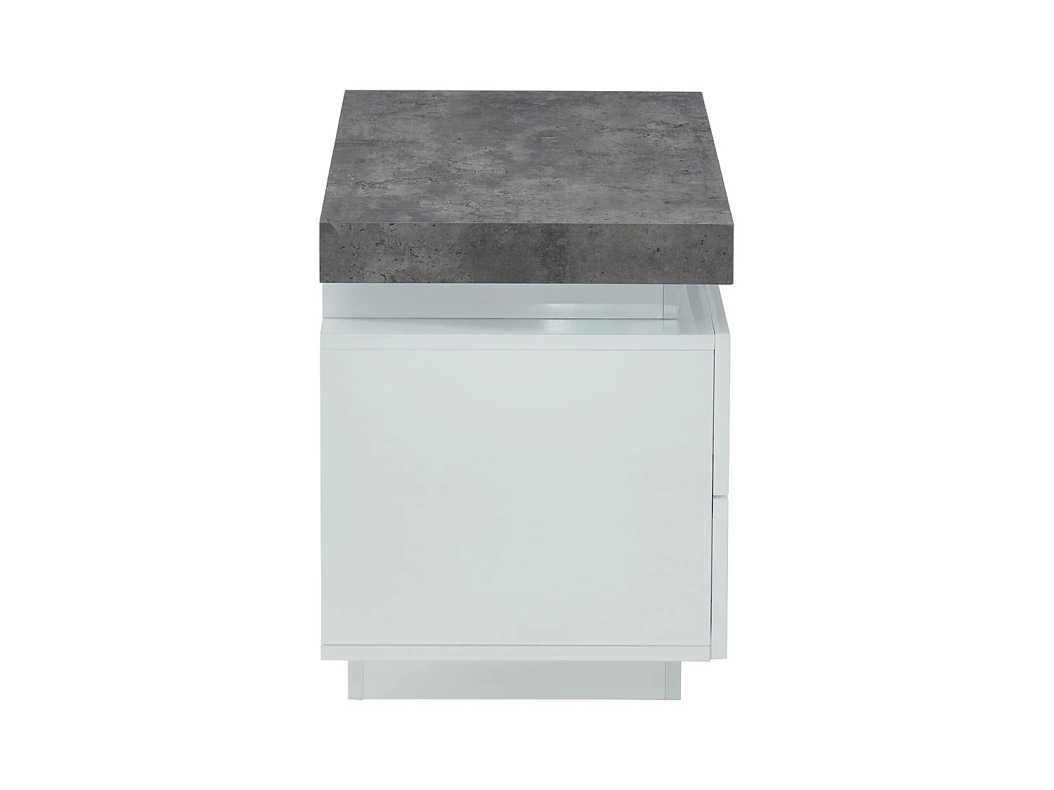 Table de chevet - 2 tiroirs - MDF Laqué - Avec LEDs - Coloris : Blanc et béton - HALO II