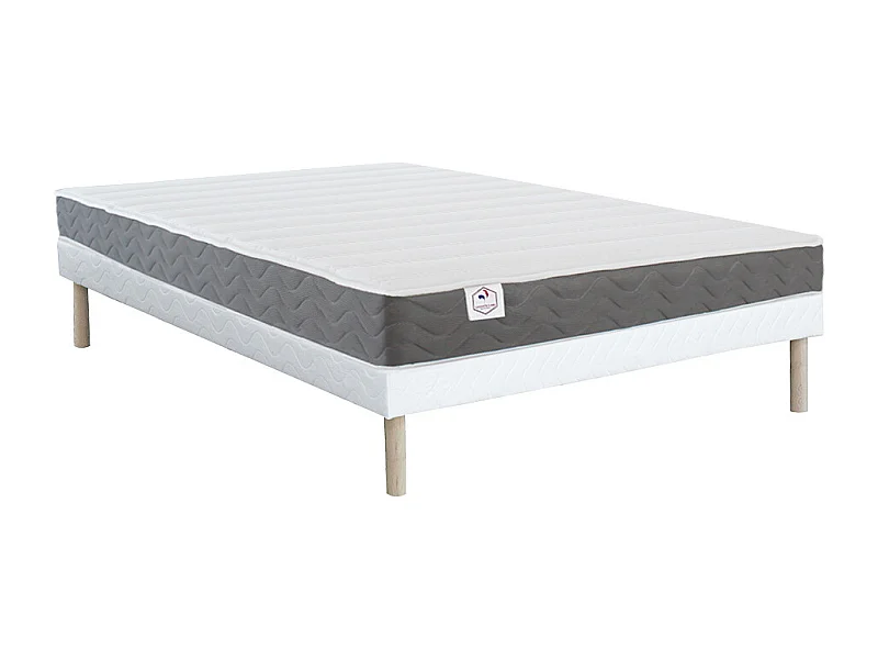 Schaumstoffmatratze-Bettgestell-Set - 160 x 200 cm - Memory Schaum und atmungsaktiver 3D-Stoff - 1 Zone - Härtegrad 2 - Stärke 18 cm - HEAVEN von DREAMEA