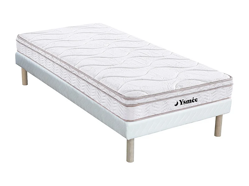 Ensemble 90 x 200 cm sommier + matelas ressorts 3 zones et mémoire de forme ép.20cm - WOLKENTANZ de YSMÉE