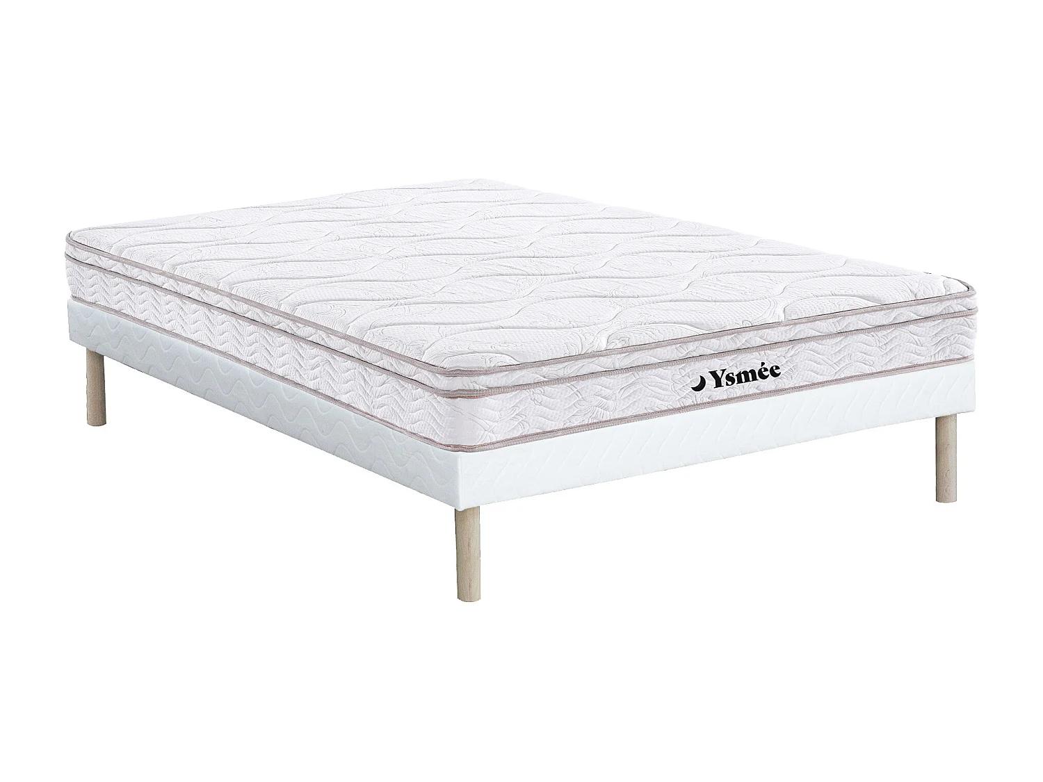 Federkernmatratze-Bettgestell-Set - 140 x 190 cm - 3 Zonen - Memory Schaum - Stärke 20 cm - WOLKENTANZ von YSMÉE