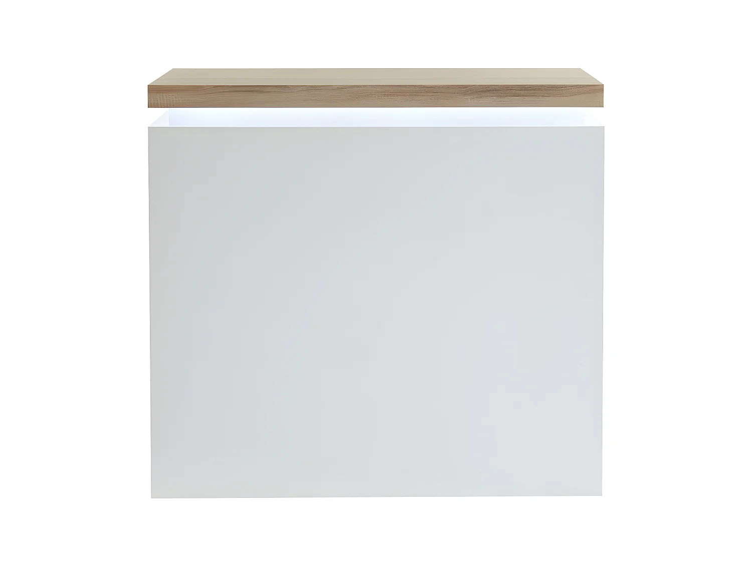 Meuble de bar HALO II - MDF laqué blanc - LEDs - Blanc et Chêne