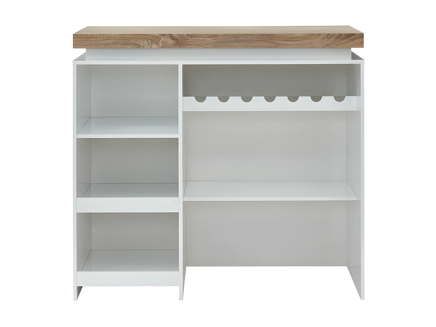 Hausbar mit LEDs - MDF lackiert - Weiß & Eichefarben - HALO II