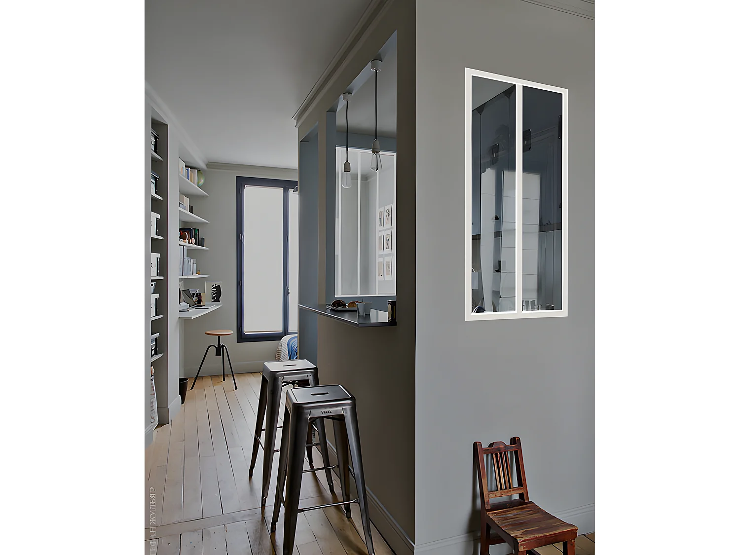 Vetrata stile industriale 60 x 105 cm in Alluminio termolaccato Bianco - BAYVIEW