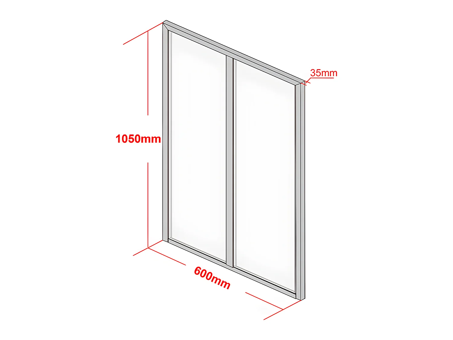 Termolakeret aluminium ateliervinduer - 60x105 cm - Hvid - BAYVIEW