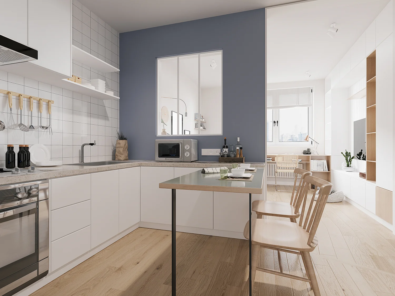 Verrière atelier en aluminium thermolaqué - 90x105 cm - Blanc - BAYVIEW