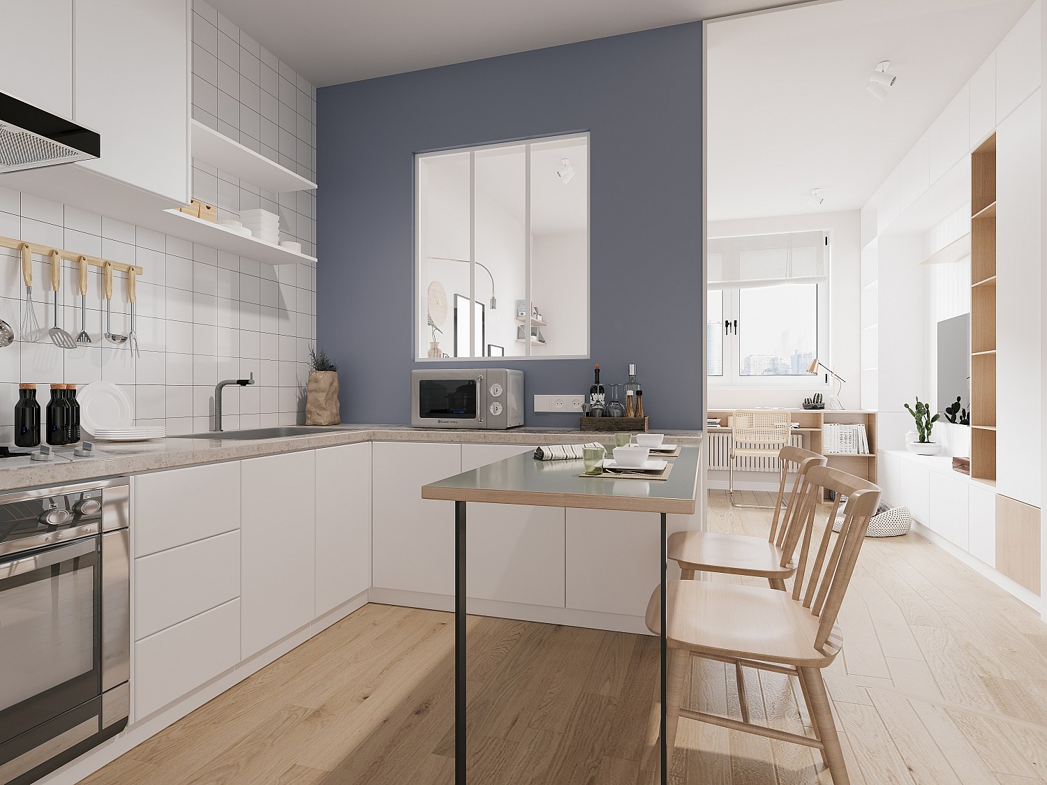 Vente-unique Atelier-Glaswand - 90 X 105 Cm - Thermolackiertes Aluminium - Weiß - Bayview