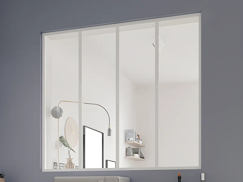 Glazen binnenraam BAYVIEW van aluminium met witte poedercoating - 120 x 105 cm