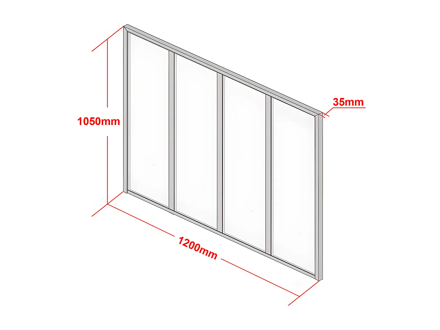 Termobelagt aluminium værkstedsglasparti - 120x105 cm - Hvid - BAYVIEW