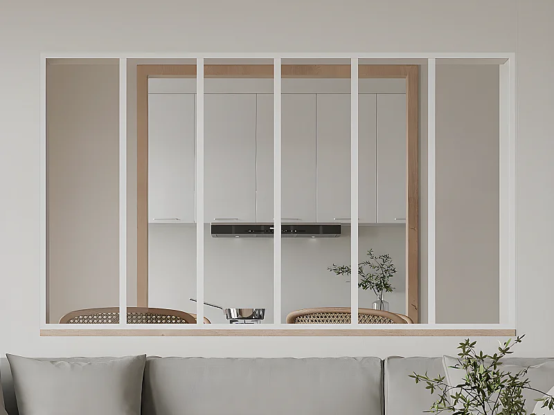 Verrière atelier en aluminium thermolaqué - 180x105 cm - Blanc - BAYVIEW