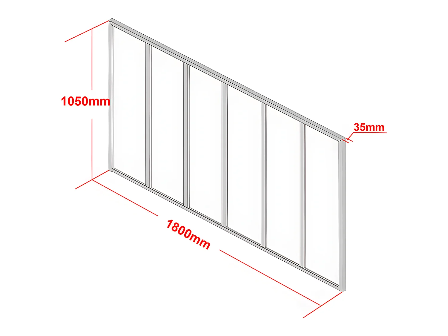 Cristalera atelier BAYVIEW de aluminio termolacado blanco - 180x105 cm