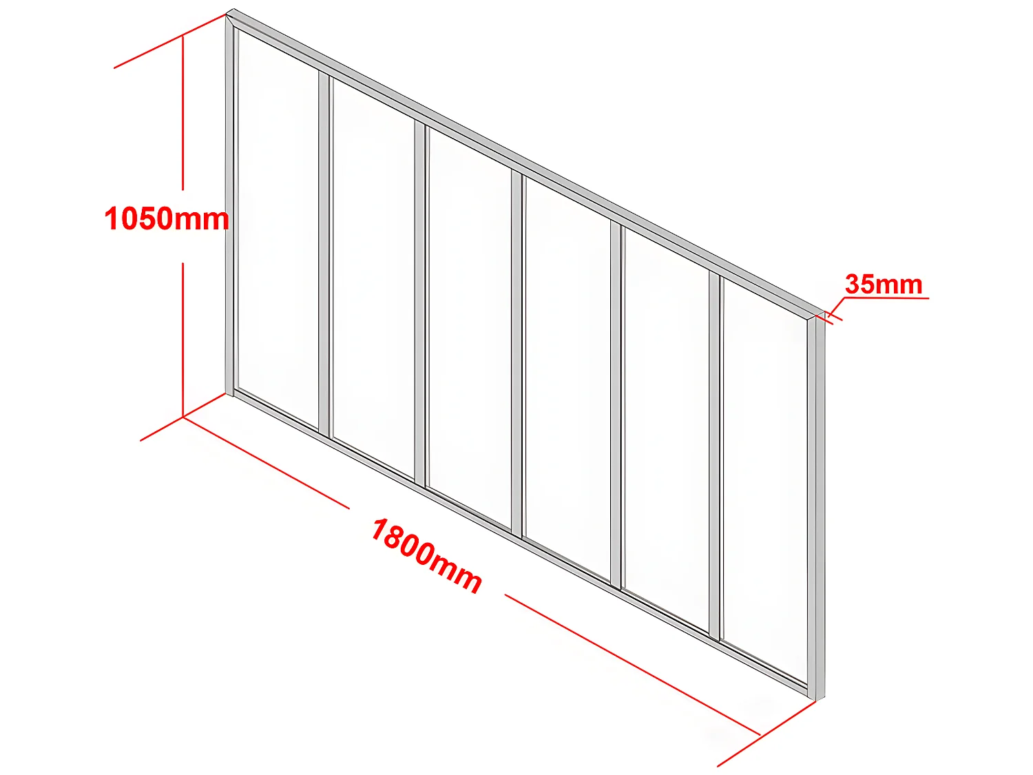 Vetrata stile industriale 180 x 105 cm in Alluminio termolaccato Bianco - BAYVIEW