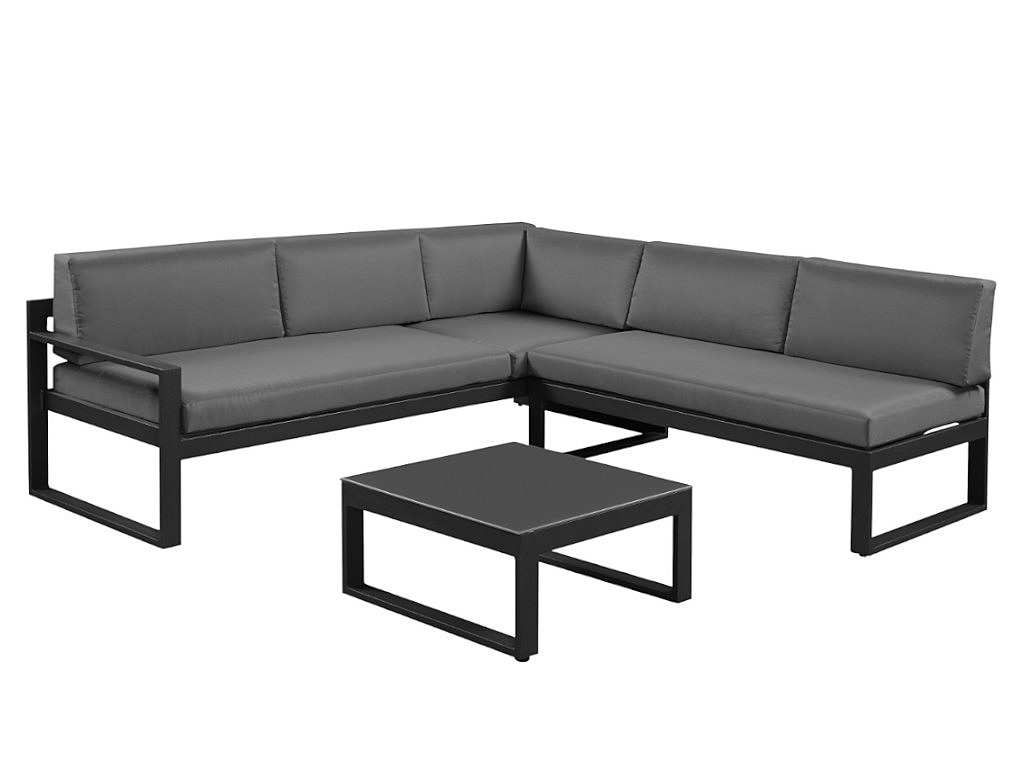 Conjunto jardín mesa de centro y sofá rinconero antracita PALAOS
