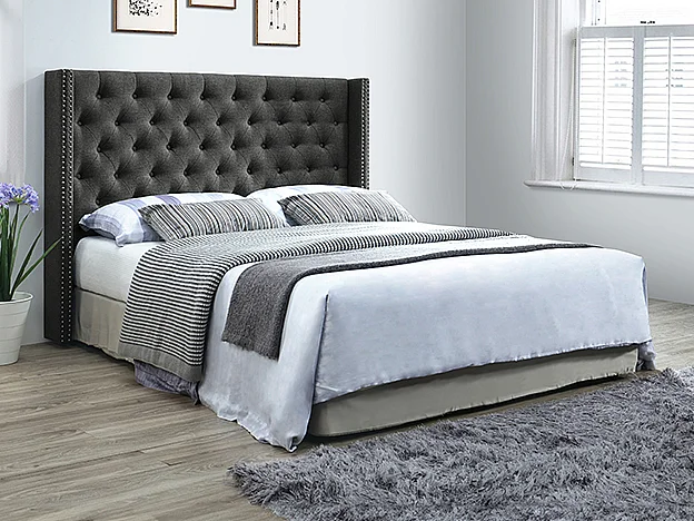 Cabeceira de cama acolchoada 190 cm tecido cinza - MASSIMO