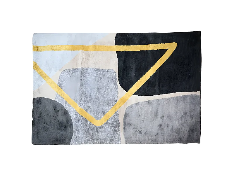 Alfombra de estilo contemporáneo PICADILLY - 160 x 230 cm - Gris, negro y dorado