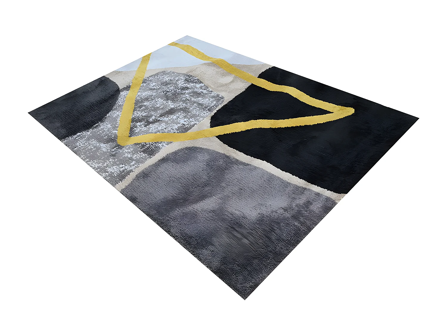 Tapis style contemporain - 160 x 230 cm - Gris, noir et doré - PICADILLY