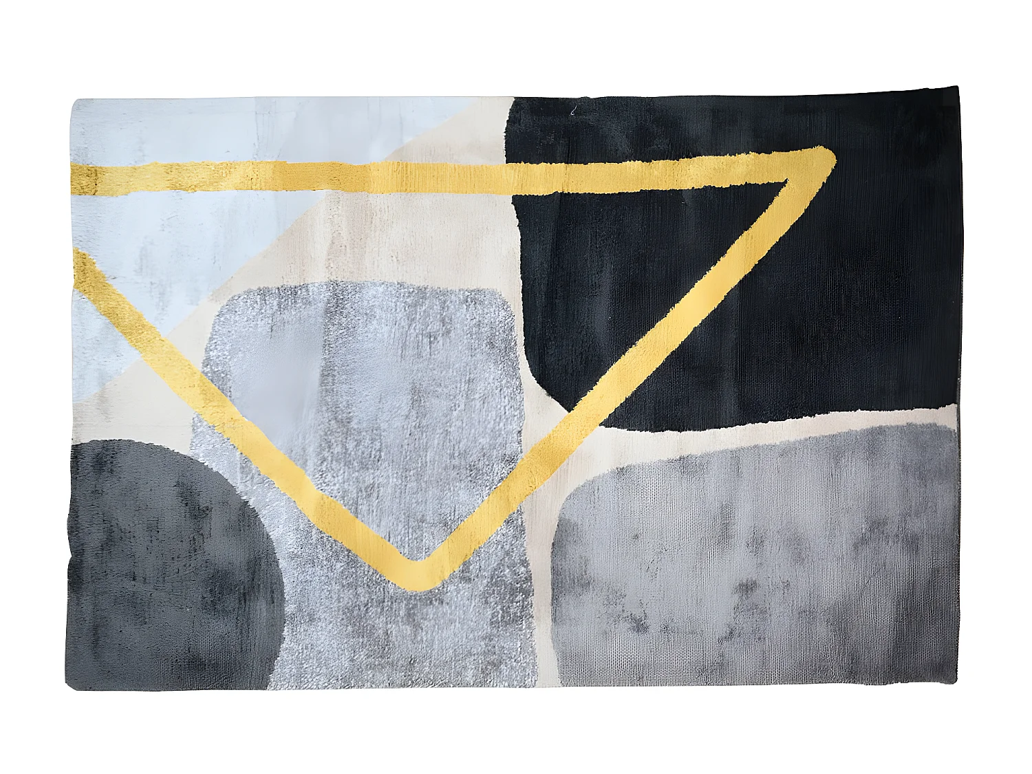 Tapis style contemporain - 160 x 230 cm - Gris, noir et doré - PICADILLY