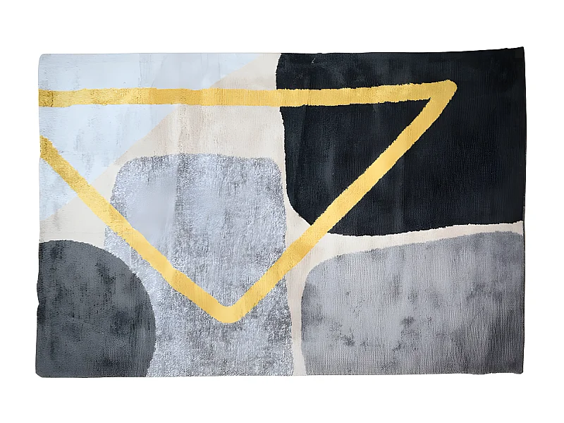 Teppich moderner Stil - 160 x 230 cm - Grau, Schwarz & Goldfarben - PICADILLY