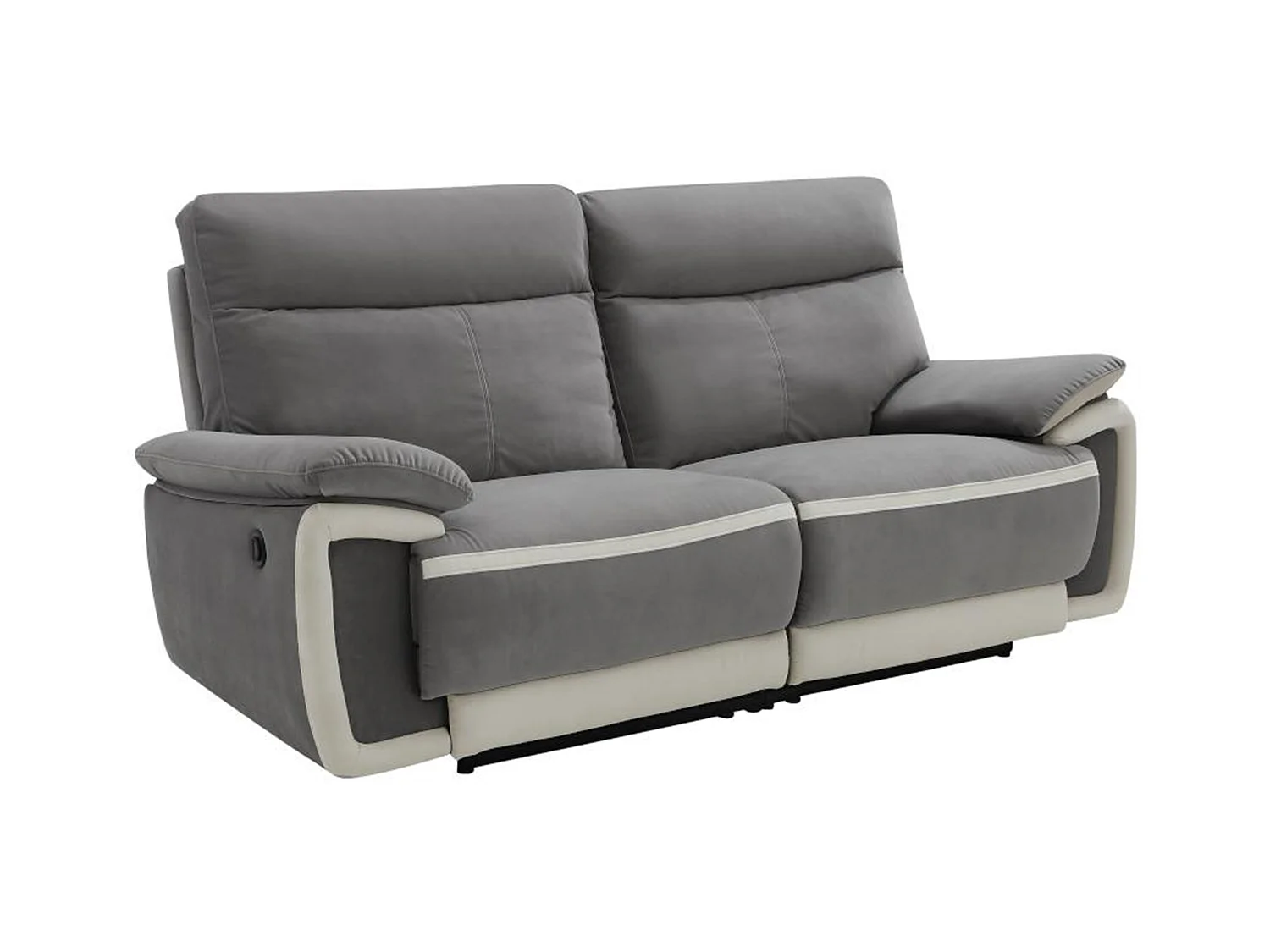 Relaxsofa elektrisch 3-Sitzer METTI - Samt - Grau