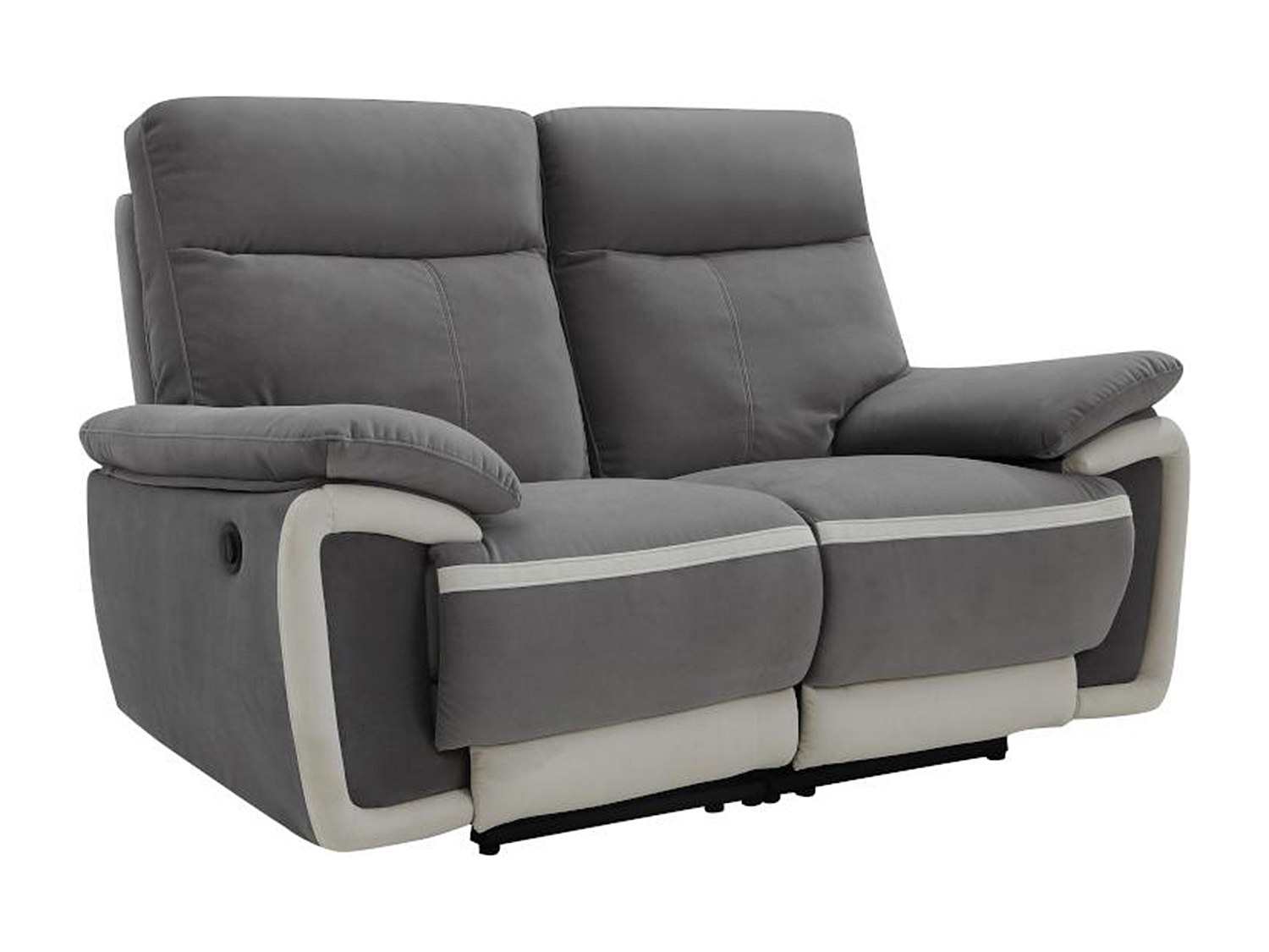Relaxsofa elektrisch 2-Sitzer METTI - Samt - Grau günstig online kaufen