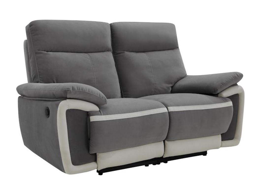 Relaxsofa elektrisch 2-Sitzer METTI - Samt - Grau