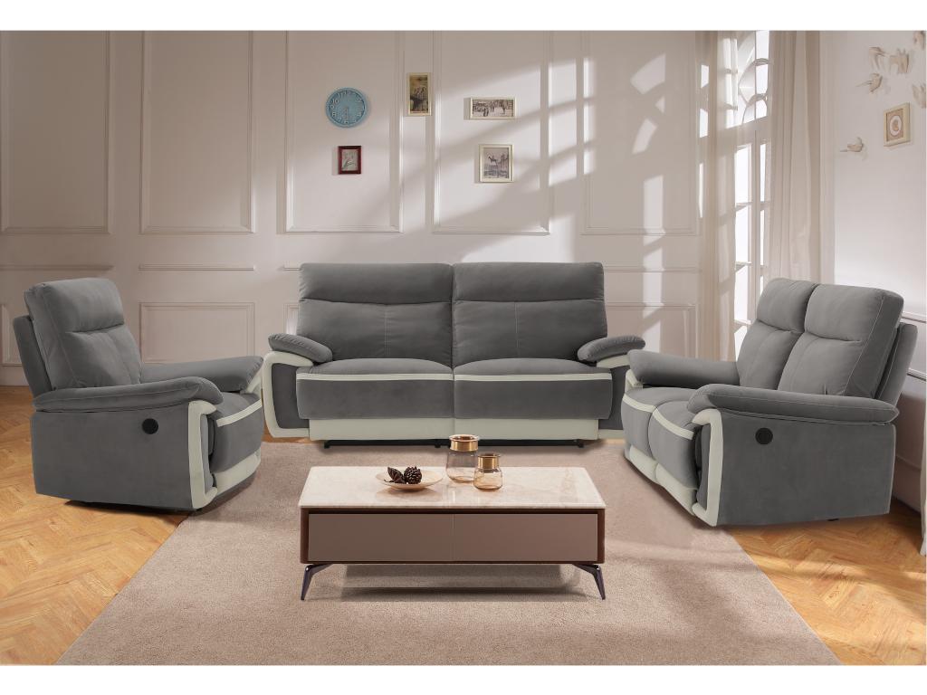 Relaxsessel Fernsehsessel elektrisch - Samt - Grau - METTI günstig online kaufen