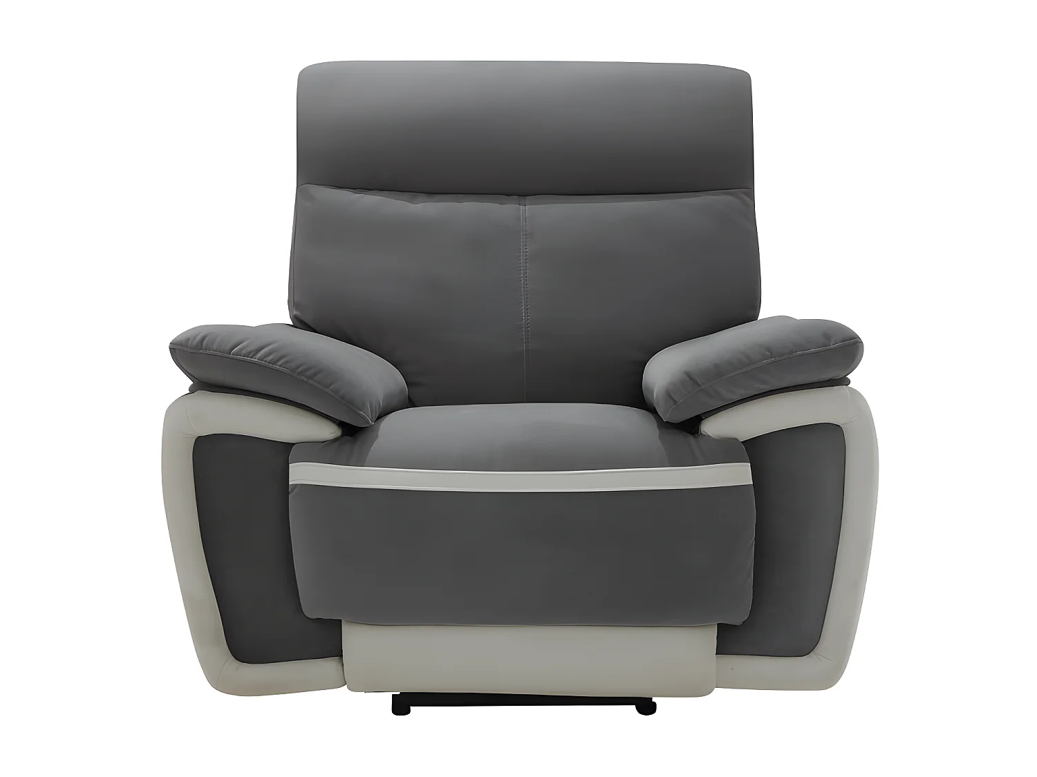 Elektrisk sammetsfåtölj METTI med relax-funktion - Grå med crèmefärgade band