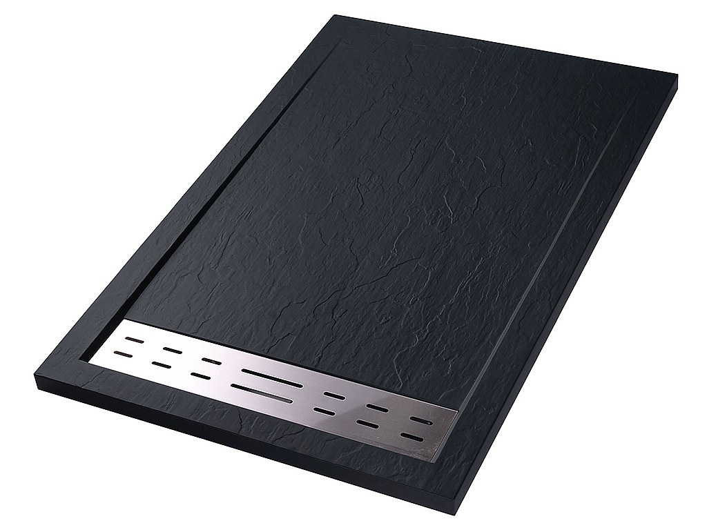 Duschwanne mit Siphon LYROS - 1200x800x40 mm - Schwarz