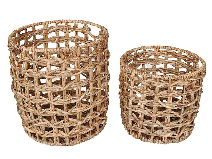 Juego de 2 cestas de jacinto de agua JONCIO - D. 35 y D. 30 - natural