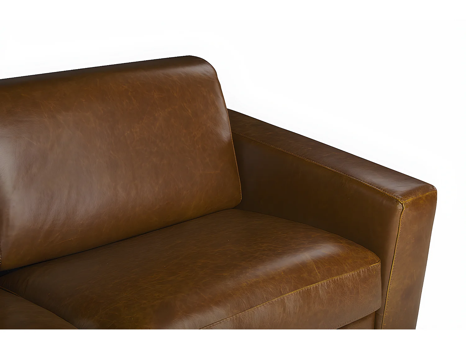 3-sits bäddsoffa express 100% vintage karamellbrunt buffelläder med 13 cm madrass DELECTEA II