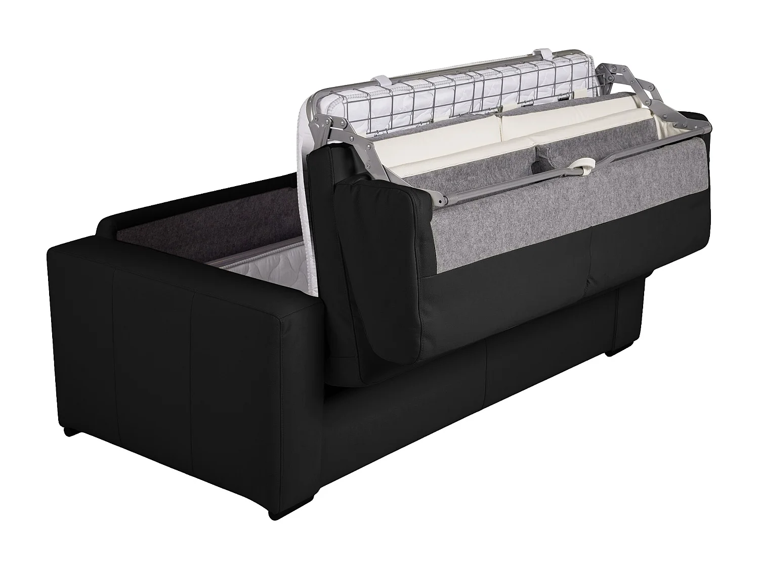 3-sits bäddsoffa express 100% svart buffelhud madrass 13 cm DELECTEA II