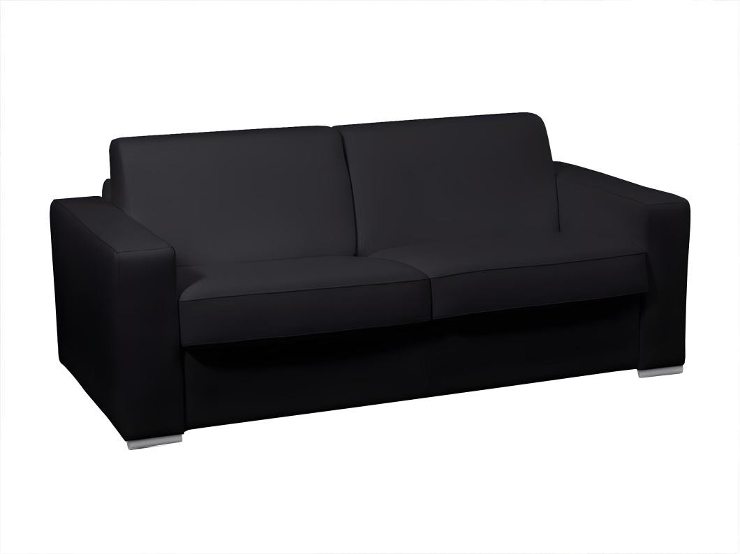 Schlafsofa mit Matratze 3-Sitzer - 100% Büffelleder - Matratze 13 cm - Schwarz - DELECTEA II