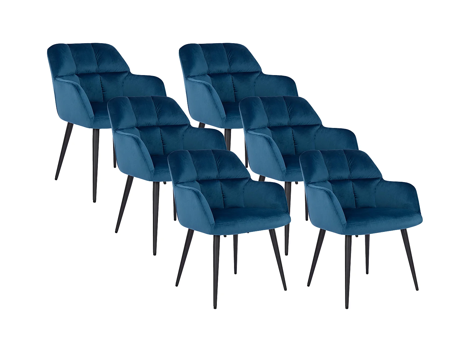 Set van 6 stoelen PEGA - Met armleuningen - Velours en metaal - Grijs