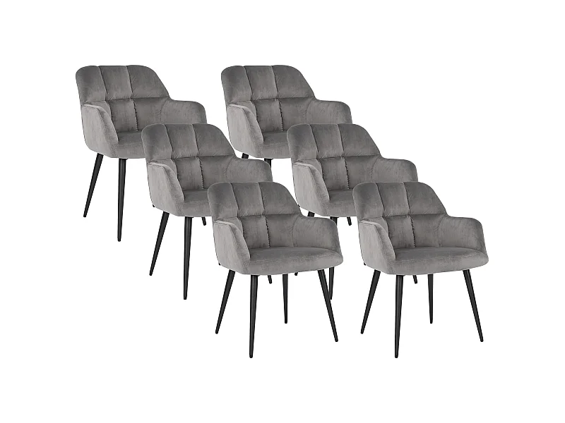 Stuhl 6er-Set - Samt & Metall - Grau - PEGA  von Pascal MORABITO
