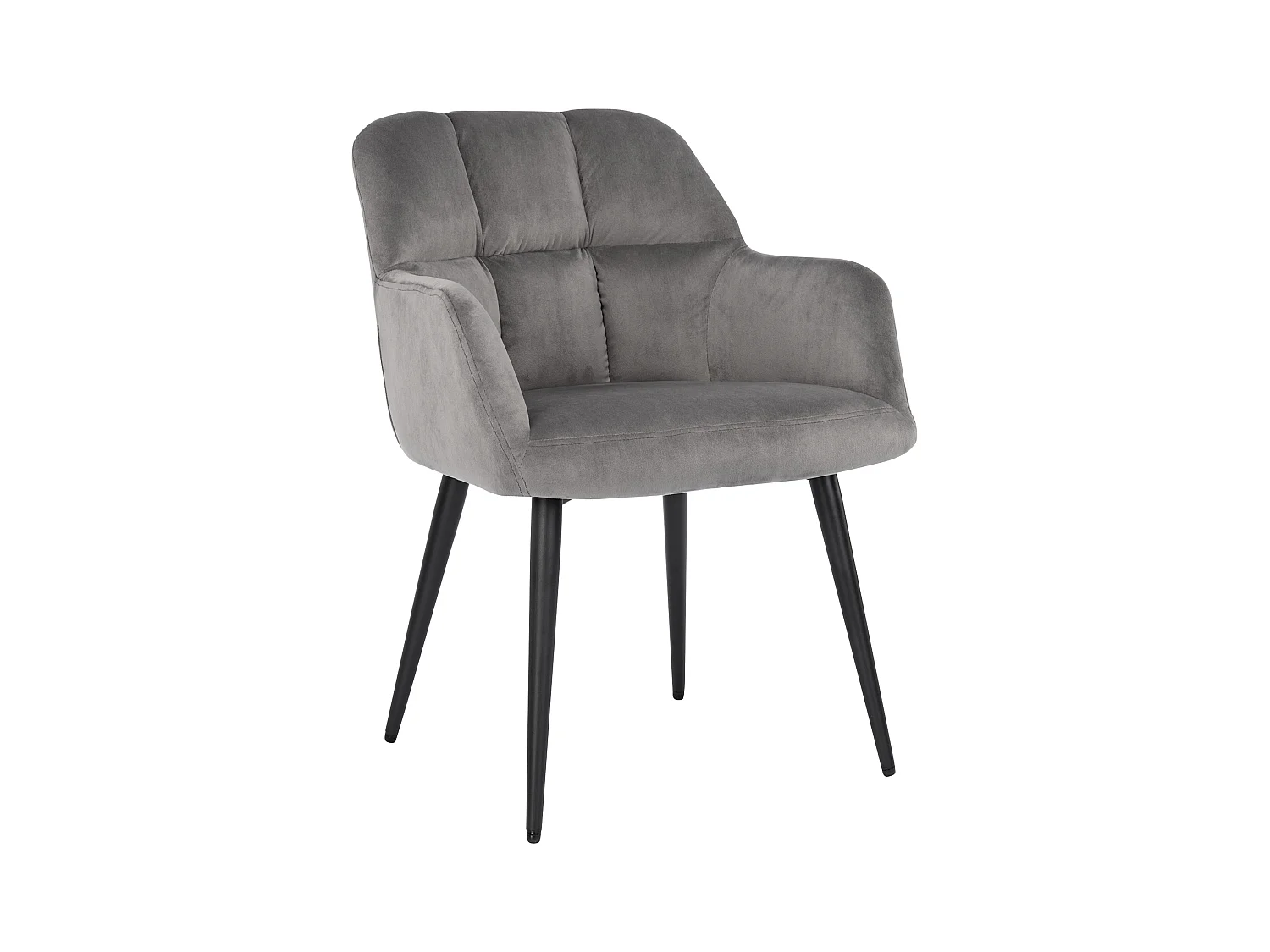 Lot de 6 chaises  avec accoudoirs - Velours et métal - Gris - PEGA de PASCAL MORABITO